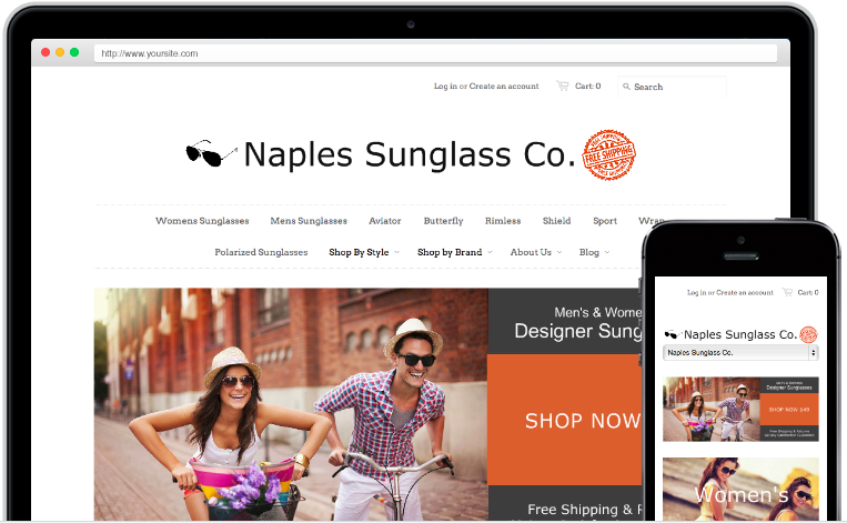 Shopify E-Commerce Platform Has Free Themes Web Mobile Online Store Naples Sunglasses Brian Schoedel